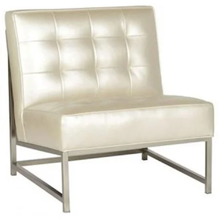 Armless Leather Metal Accent Chair with Stainless Steel Base